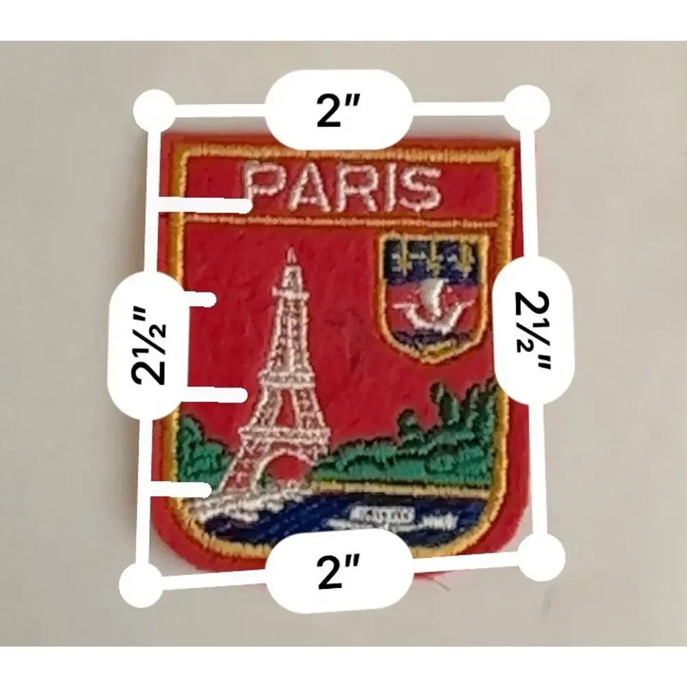 Vintage Paris France Shield Eiffel Tower French Felt Patch Tourism Souvenir P37
